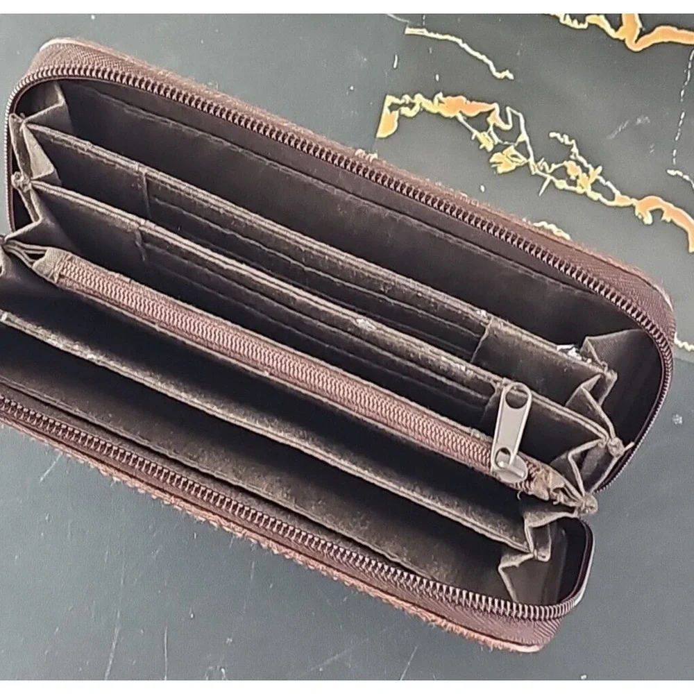 Rosetti Women's Wallet Solid Brown Faux Leather Zip-Around  Compartments 8